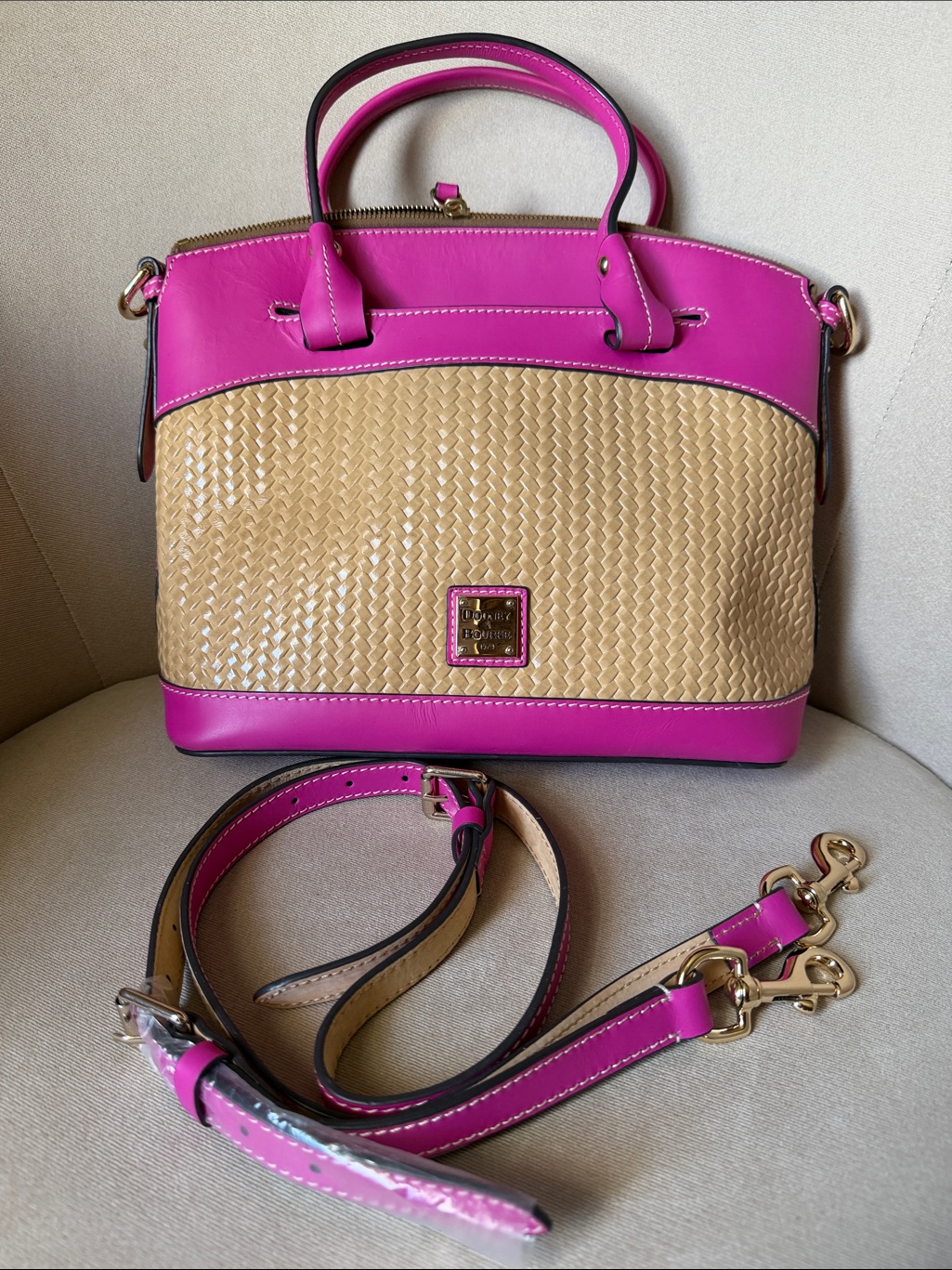 Dooney & Bourke “Woven” Beacon Leather Satchel - Magenta (Color Is Hard To Find)